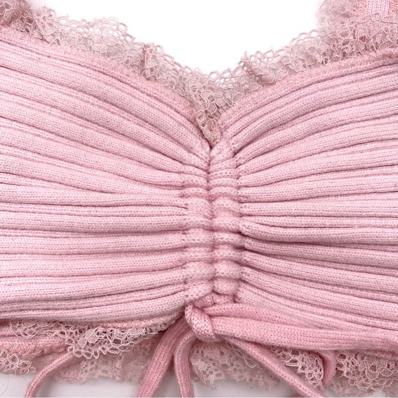NWOT For Love & Lemons Pink Knit and Frill Lena Bralette, XXS - Picture 7 of 14